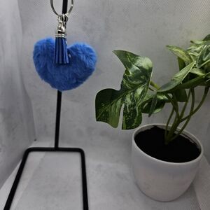 Blue Heart-Shaped Fur Key Holder